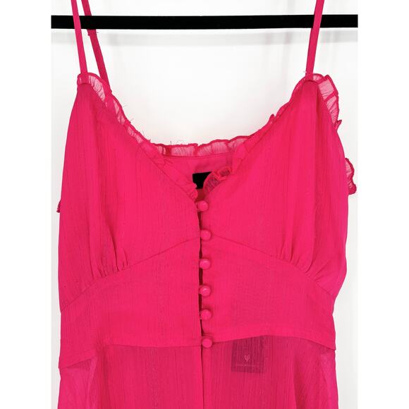 Lulu's NWT Set On You Hot Pink Lurex Tiered Midi Dress Size S - Picture 6 of 10